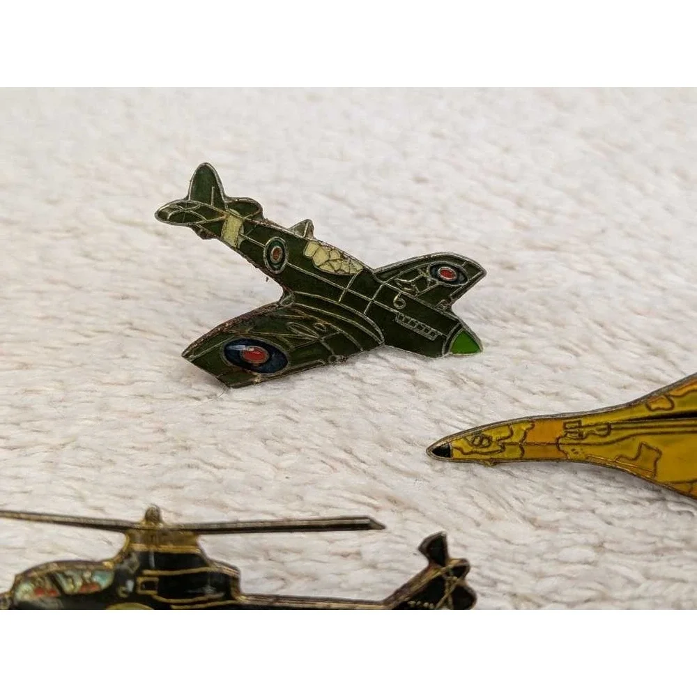 Lot‎ of 6 Vintage Aircraft Pins - Fighter Jet Helicopter Biplane Military